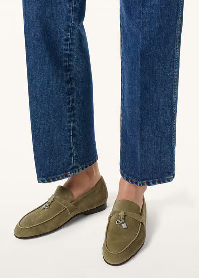 Loro Piana Mocassins Femme Verte