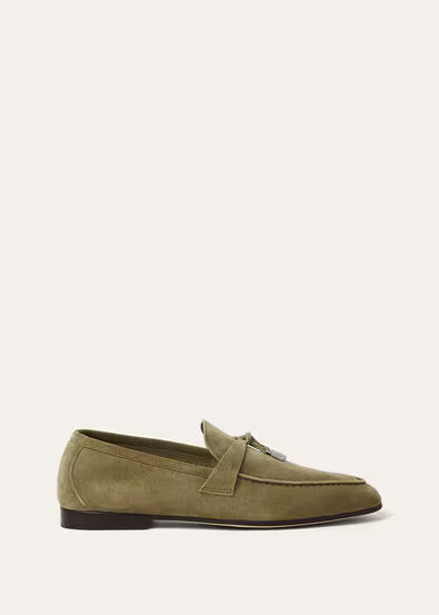 Loro Piana Mocassins Femme Verte