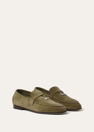 Loro Piana Mocassins Femme Verte