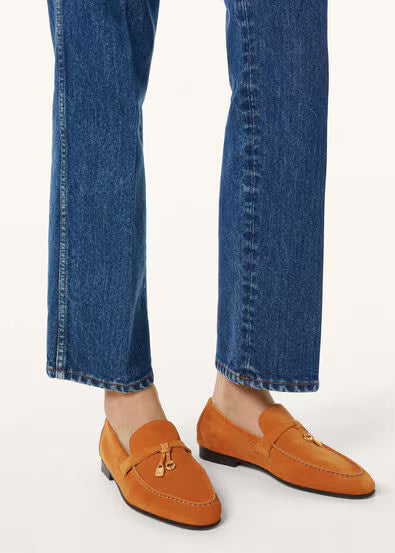 Loro Piana Mocassins Femme Orange