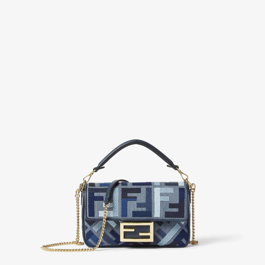 SAC FENDI BAGUETTE MINI TISSU BLEU #4