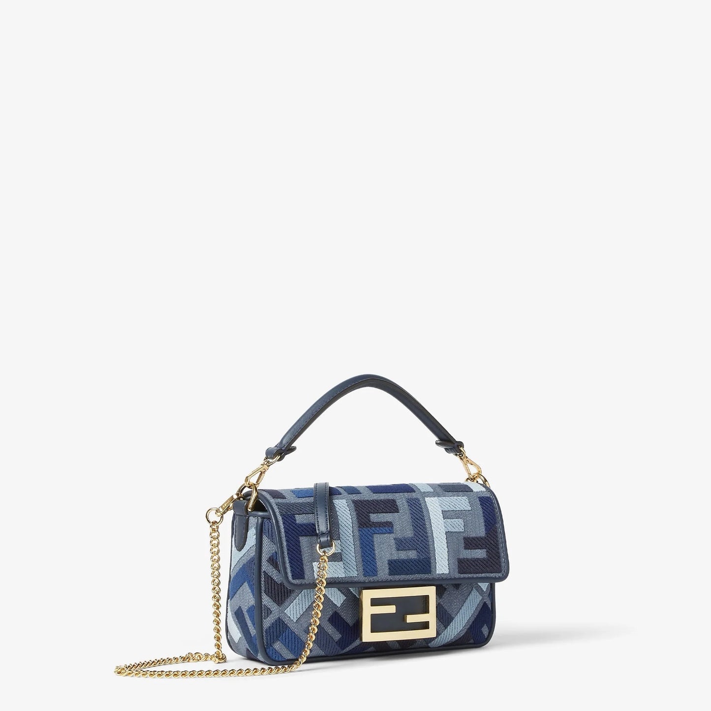 SAC FNDI BAGUETTE MINI TISSU BLEU #4