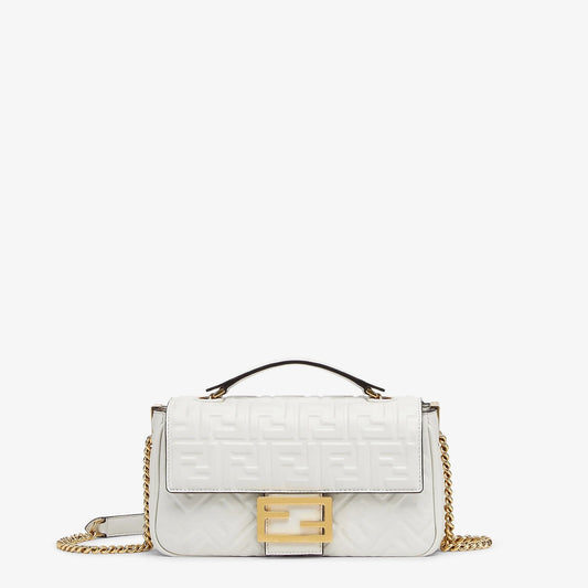SAC FENDI BAGUETTE CHAIN MIDI CUIR BLANC #9
